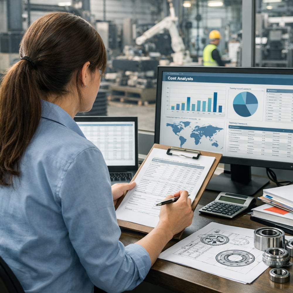 photographic je cherche une photo reprsentant le mtier dacheteurse industrielle en illustration sans visage faux dune personne en IA