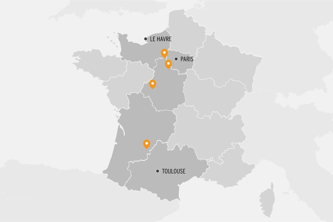 Carte de France avec nos installations 