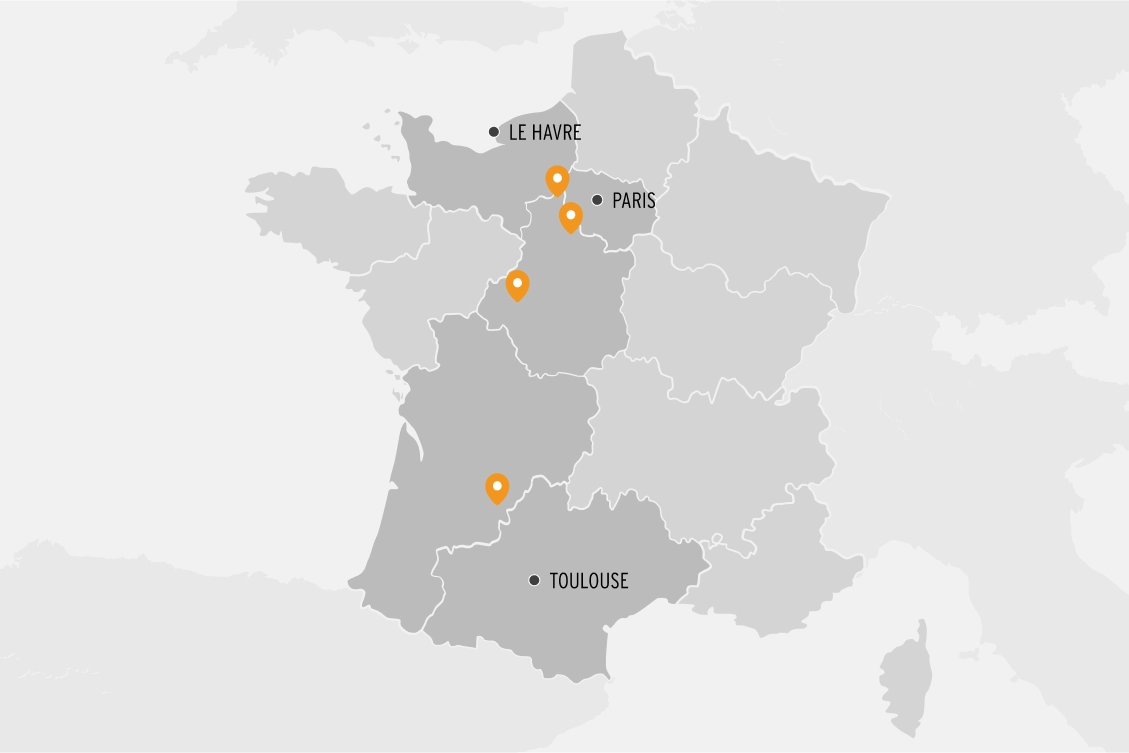 Carte de France avec nos installations